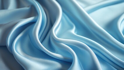 Obraz premium Background featuring folds of silk fabric in sky blue