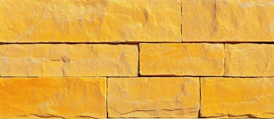 Rustic golden sandstone brick wall texture for construction and design projects