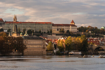 view to Prague Castle from across the river Vltava