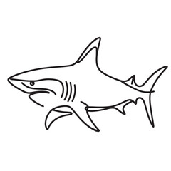 Fototapeta premium shark Vector illustration one line drawing illustration