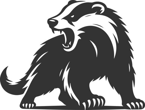 Vector animal drawing silhouette of a badger