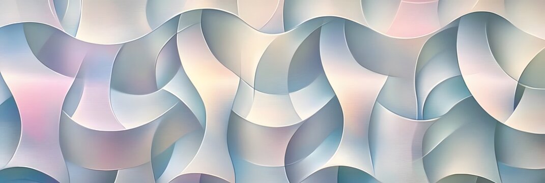 Abstract design with interwoven shapes and soft hues.
