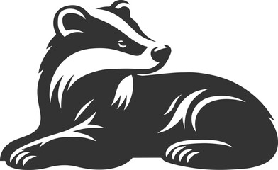 Vector animal drawing silhouette of a badger