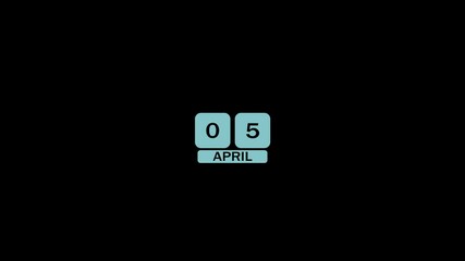 A calendar from 4th April to 5th April on a black background, marking the passing of time and the start of a new day.