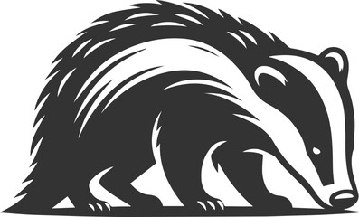 Vector animal drawing silhouette of a badger