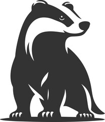 Vector animal drawing silhouette of a badger
