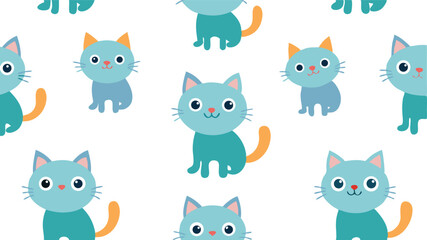 Adorable Cartoon Cats Seamless Vector Pattern.