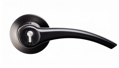 modern black door handle with keyhole isolated on white background