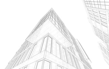 Office building sketch 3d rendering