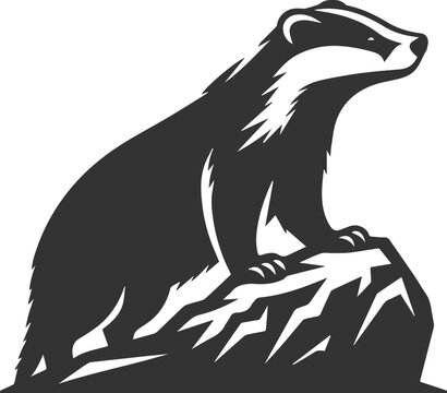 Vector animal drawing silhouette of a badger