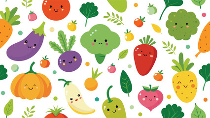 Adorable Vegetable Design with White Background.