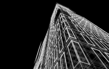 Office building sketch 3d rendering