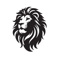 Obraz premium Black Color Lion Silhouette Vector Illustration, Solid White Background. minimal vector design