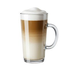 Latte in glass mug, layered isolated on transparent background