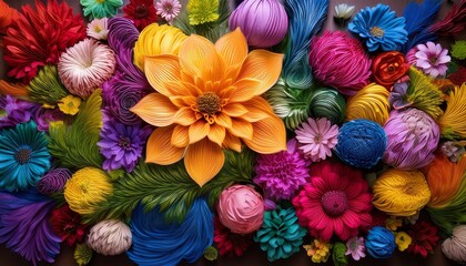 a vibrant display of colorful flowers in various shapes and sizes creating a stunning floral pattern that enhances any artistic design or decor