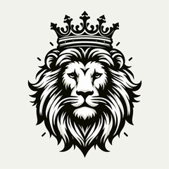 illustration of a lion's head with a crown