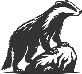 Vector animal drawing silhouette of a badger