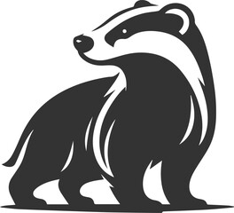 Vector animal drawing silhouette of a badger