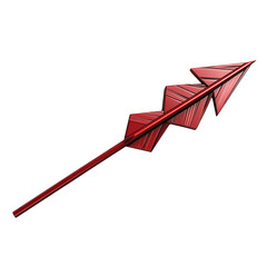 Bold Arrow with Sharp Lines in Ruby Red Colour Isolated on Transparent Background