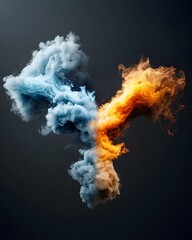 Futuristic digital energy waves and flames