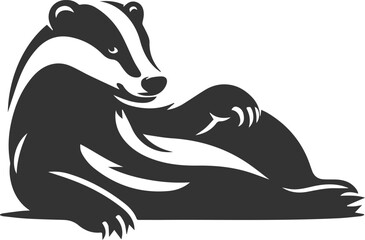Vector animal drawing silhouette of a badger