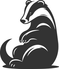 Vector animal drawing silhouette of a badger