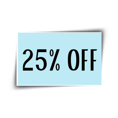 25 percent of f discount tag design with transparent background