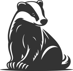 Vector animal drawing silhouette of a badger