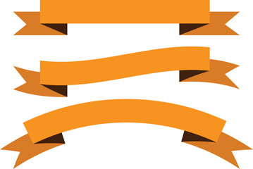 orange ribbon banners: decorative elements for graphic design projects isolated on white background.