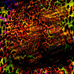 textile ,wavy ,  design ,background ,illustration ,digital leopard collage ,colorful ,wild texture, leopard pattern,  women fashion, poster, texture, print,new ,ornament ,abstract