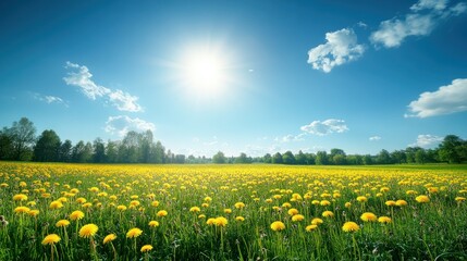 Fototapeta premium Sunny meadow filled with flowers