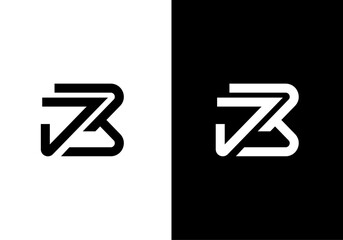 JB, BJ initial letters monogram logo