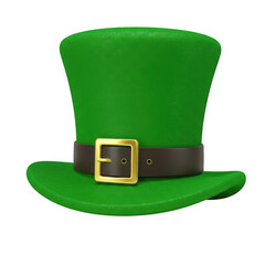 Green leprechaun hat with belt isolated on transparent background