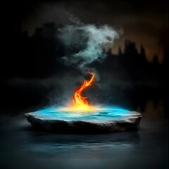 Glowing Ethereal Fire Waves in a Futuristic Landscape