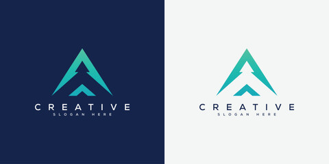 minimal a arrow logo vector template