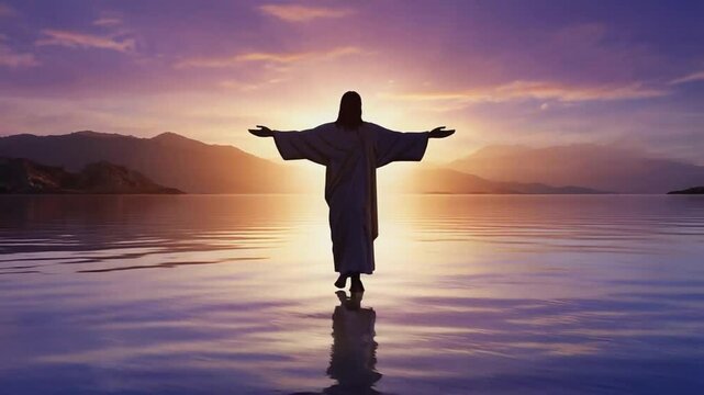 Jesus walking on the sea.