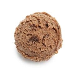 One scoop of delicious ice cream on white background, above view