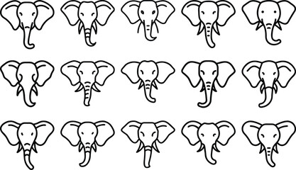 elephent head line art set 