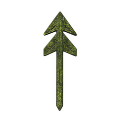 Bold Arrow with Sharp Edges in Moss Green Colour Isolated on Transparent Background