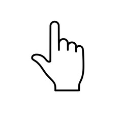 Simple vector illustration of a hand icon with a pointing index finger. symbolizes a click, selection, or pointer action.