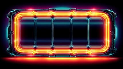 Obraz premium Glowing Neon Frame: Futuristic Tech Border for Design