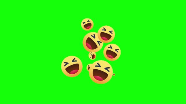 Lough smile emoji Green screen animation motion graphic with chroma key clip template 4k Background. Easy removed green screen. High resolution. Ultra High Definition, 4k video