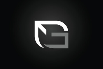 minimal g arrow logo vector template