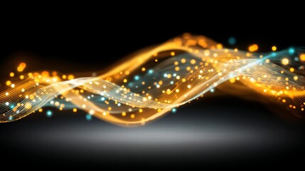 Golden & Teal Light Wave Abstract Background - Stunning Visuals