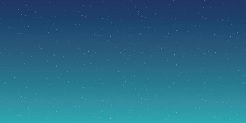 night sky with a gradient from dark blue at the top to light turquoise at the bottom. White dots symbolizing stars are scattered on the background, with some groups that may resemble constellations.