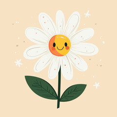 Cheerful daisy illustration with smiley face