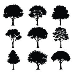Nature Tree Silhouettes – Black Vector Collection
