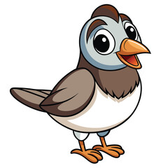 Cartoon bird smiles with open beak, presenting friendly animal character