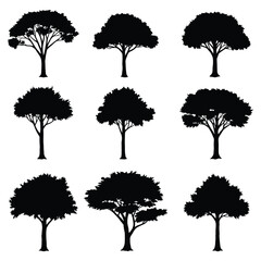 Vector Tree Silhouettes for T-shirt, Logo, and Tattoo Design
