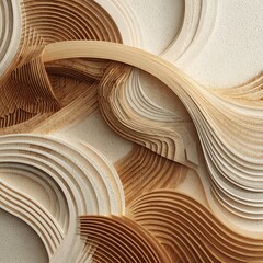 Abstract composition of layered curves creating sculptural wave effect
